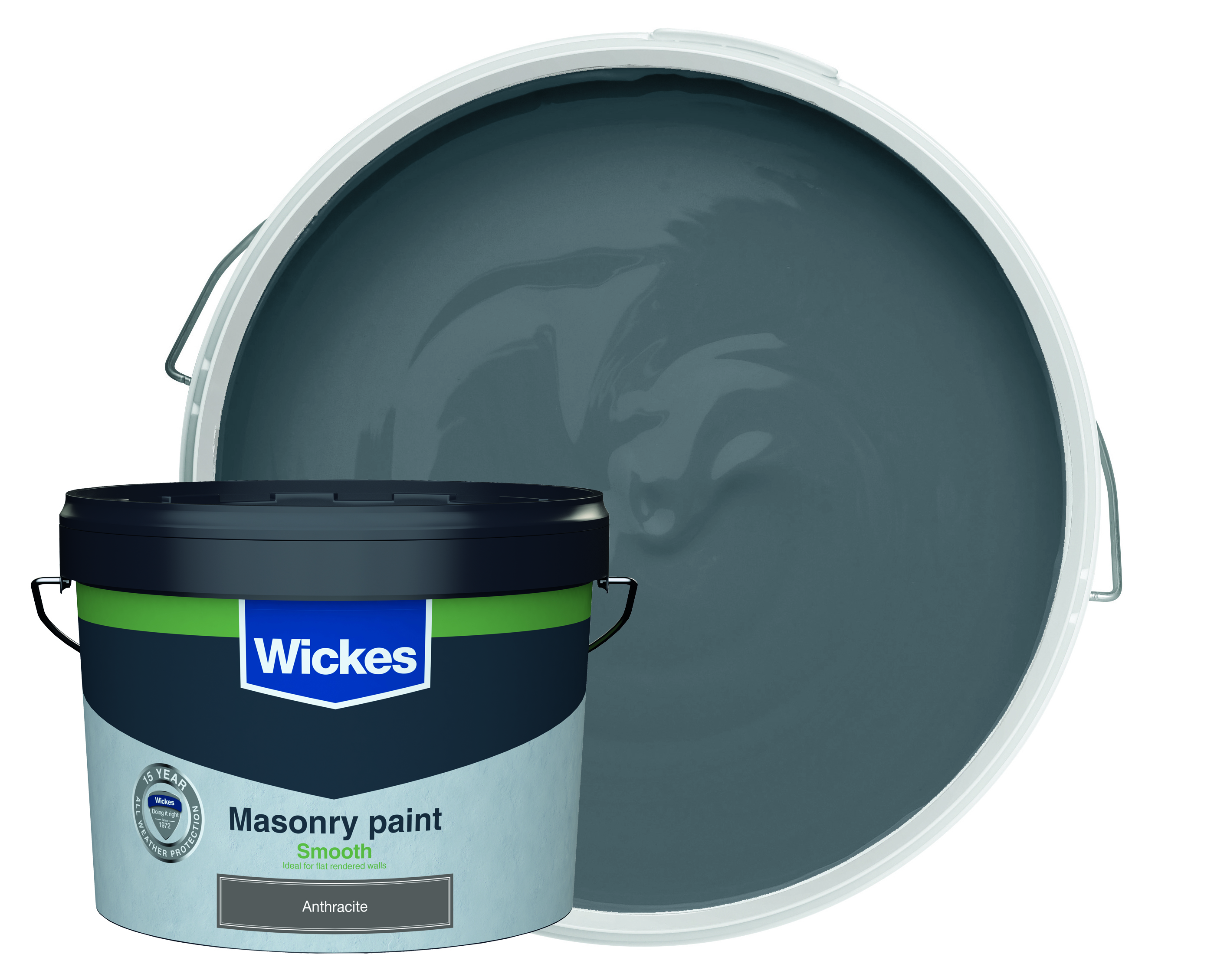 Wickes Smooth Masonry Paint - Anthracite Grey - 10L