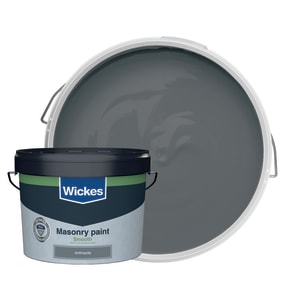Wickes Smooth Masonry Paint - Anthracite Grey - 10L