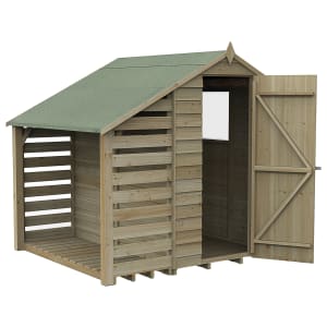 Forest Garden 6 x 4ft 4Life Apex Overlap Pressure Treated Shed with Lean-To and Assembly