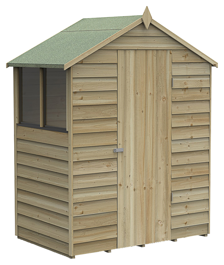 Forest Garden 5 x 3ft 4Life Apex Overlap Pressure Treated Shed with Base and Assembly