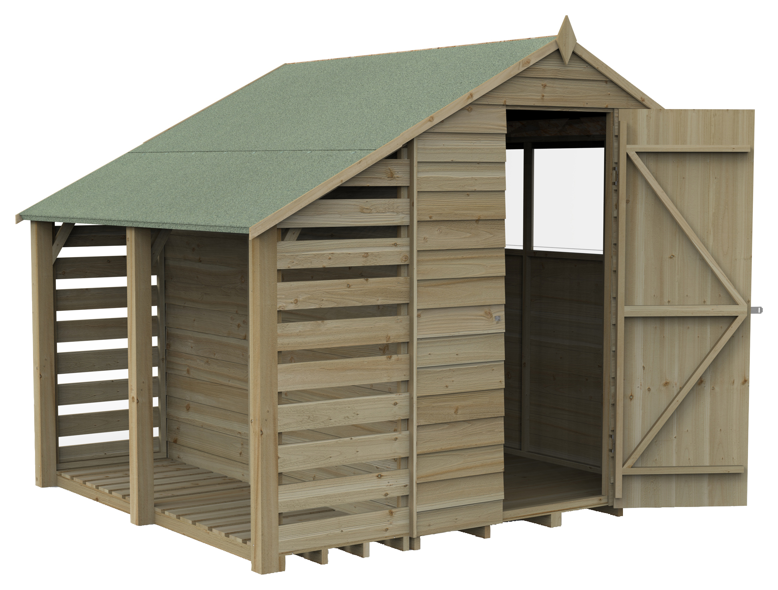 Forest Garden 7 x 5ft 4Life Apex Overlap Pressure Treated Shed with Lean-To