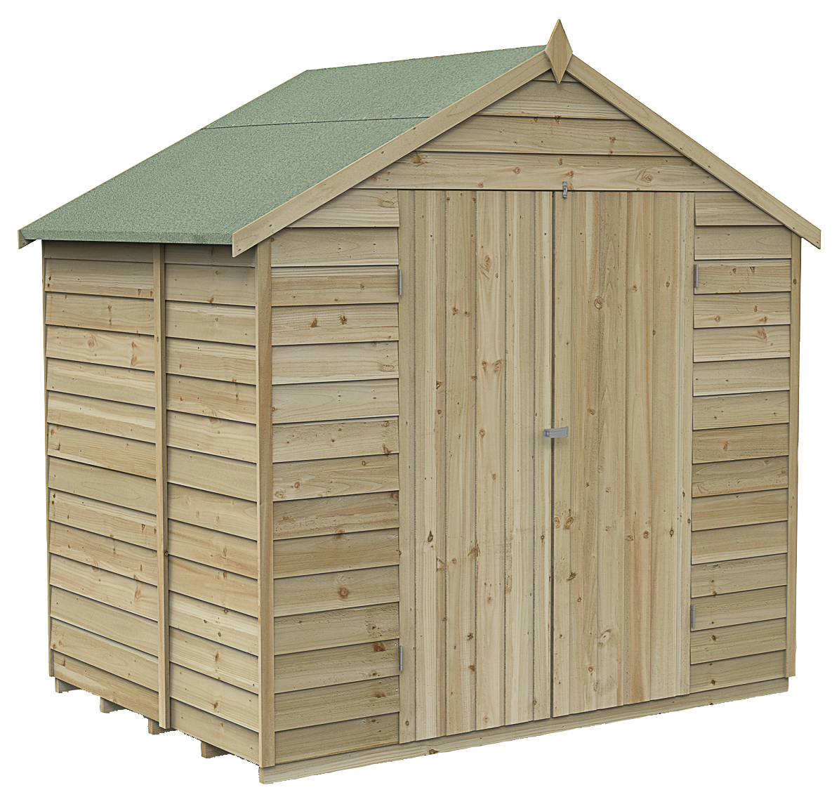 Forest Garden 7 x 5ft 4Life Apex Overlap Pressure Treated Double Door Windowless Shed with Assembly