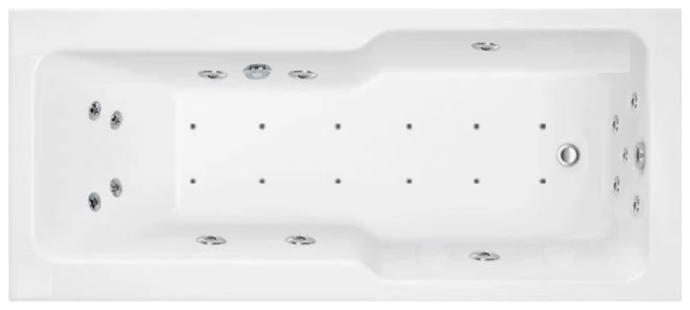 Trojan Treyford 14 Jet Whirlpool Shower Bath with Airspa & LED Light - 1700 x 750mm