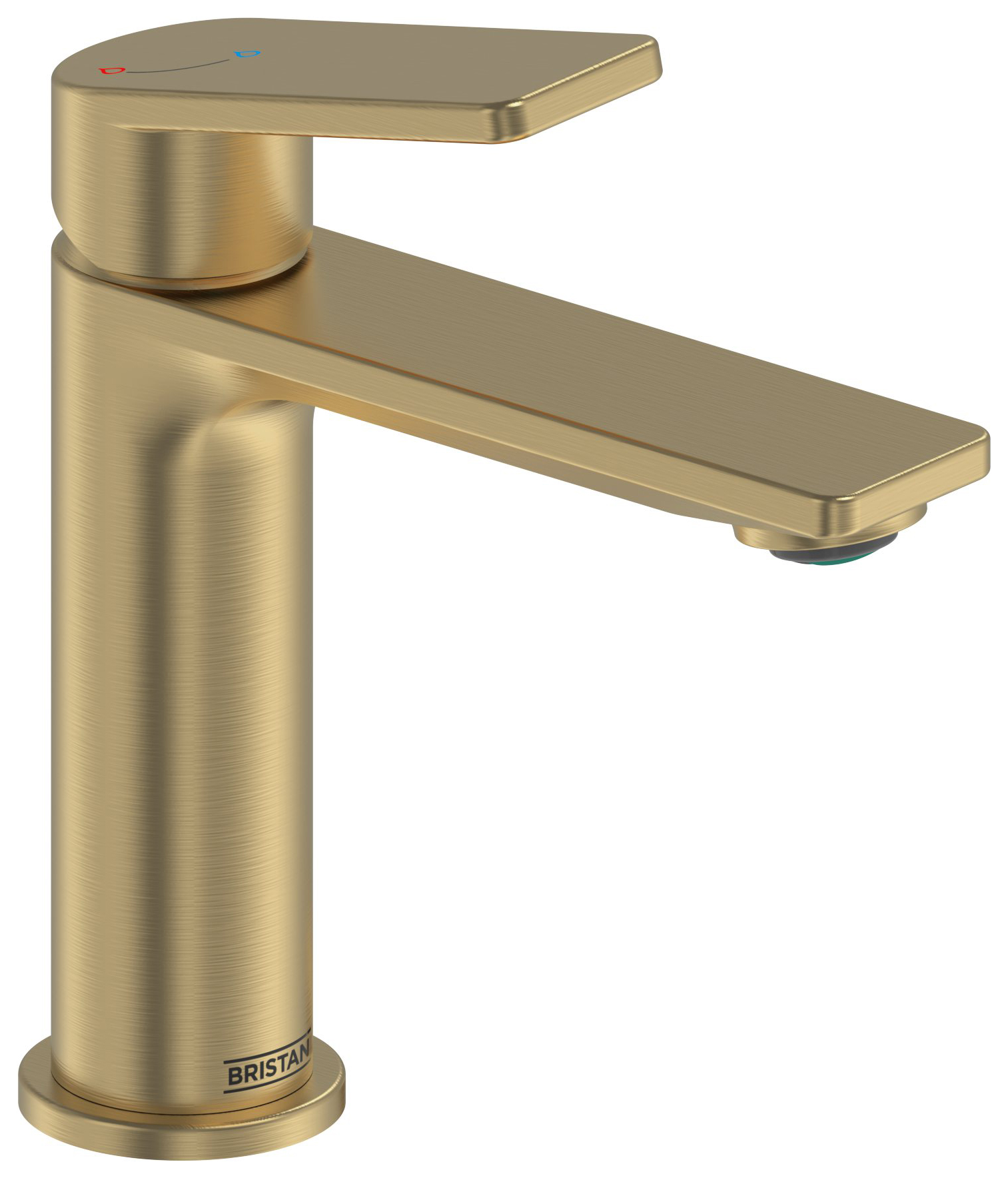 Bristan Frammento Eco Start Small Basin Mixer with Clicker Waste - Brushed Brass