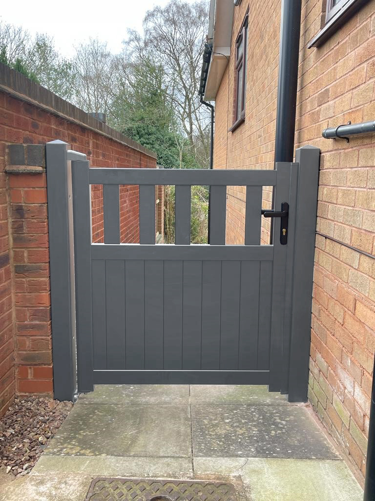 Readymade Anthracite Grey Aluminium Flat Top Partial Privacy Pedestrian Gate - 900mm Width