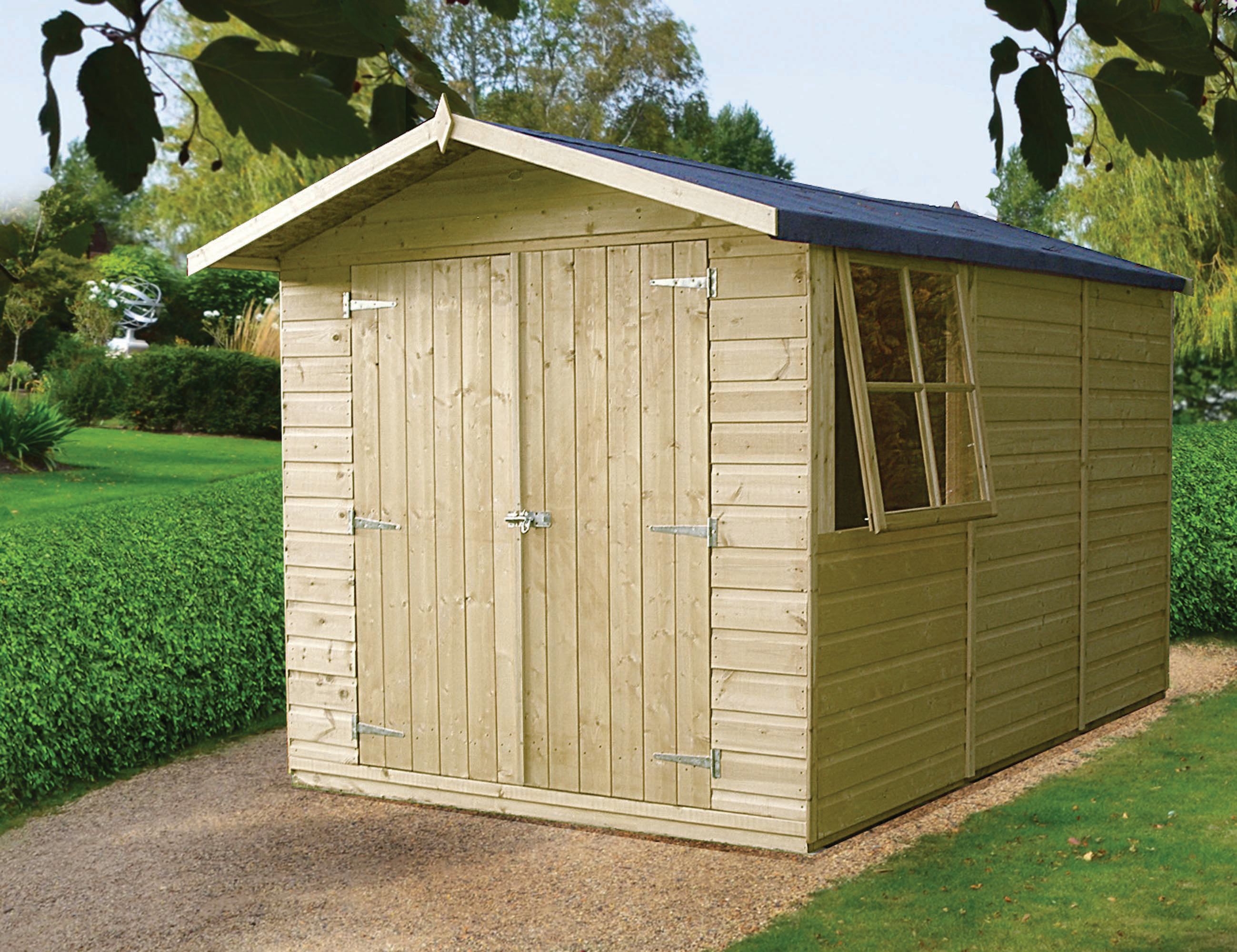 Shire Apex Shiplap Pressure Treated Double Door Modular Shed - 7 x 10ft
