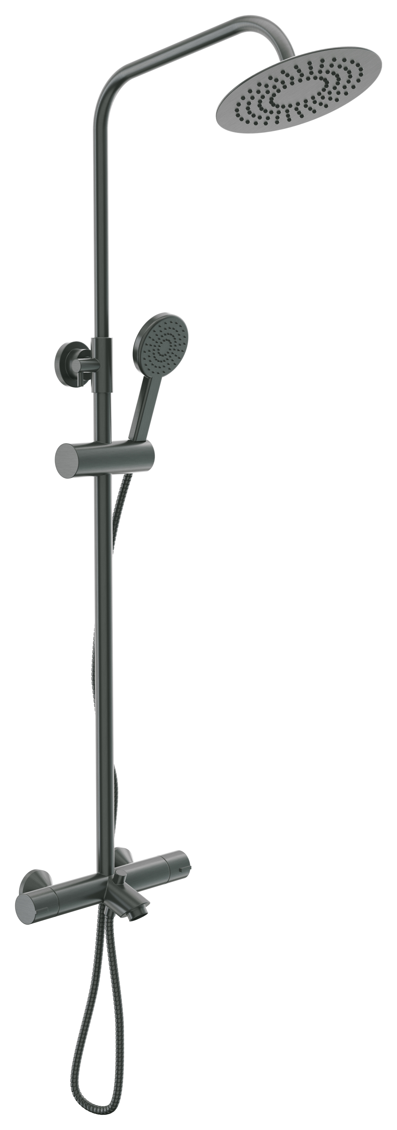 Hadleigh Wall Mounted Dual Outlet Bath Shower Mixer - Anthracite