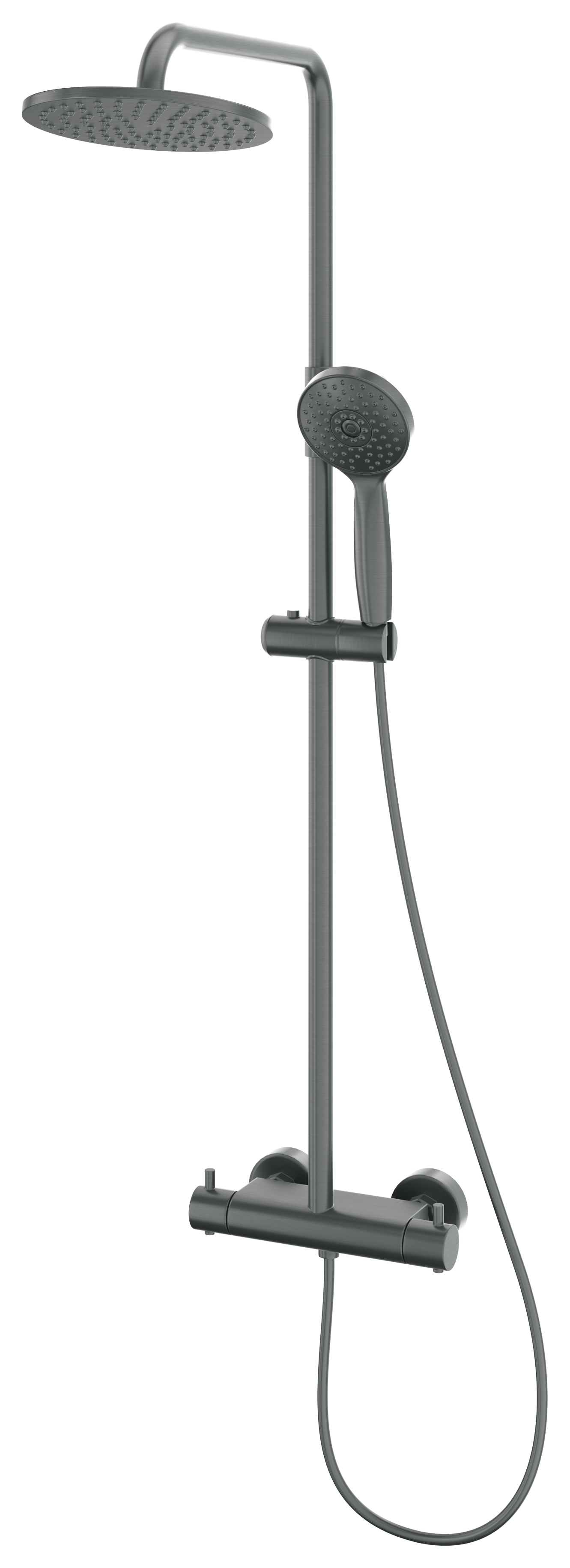 Hadleigh Wall Mounted Dual Outlet Shower Mixer - Matt Anthracite