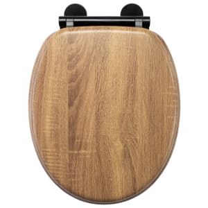 Croydex Ontario Flexi-Fix Soft Close Wooden Toilet Seat - Teak Effect