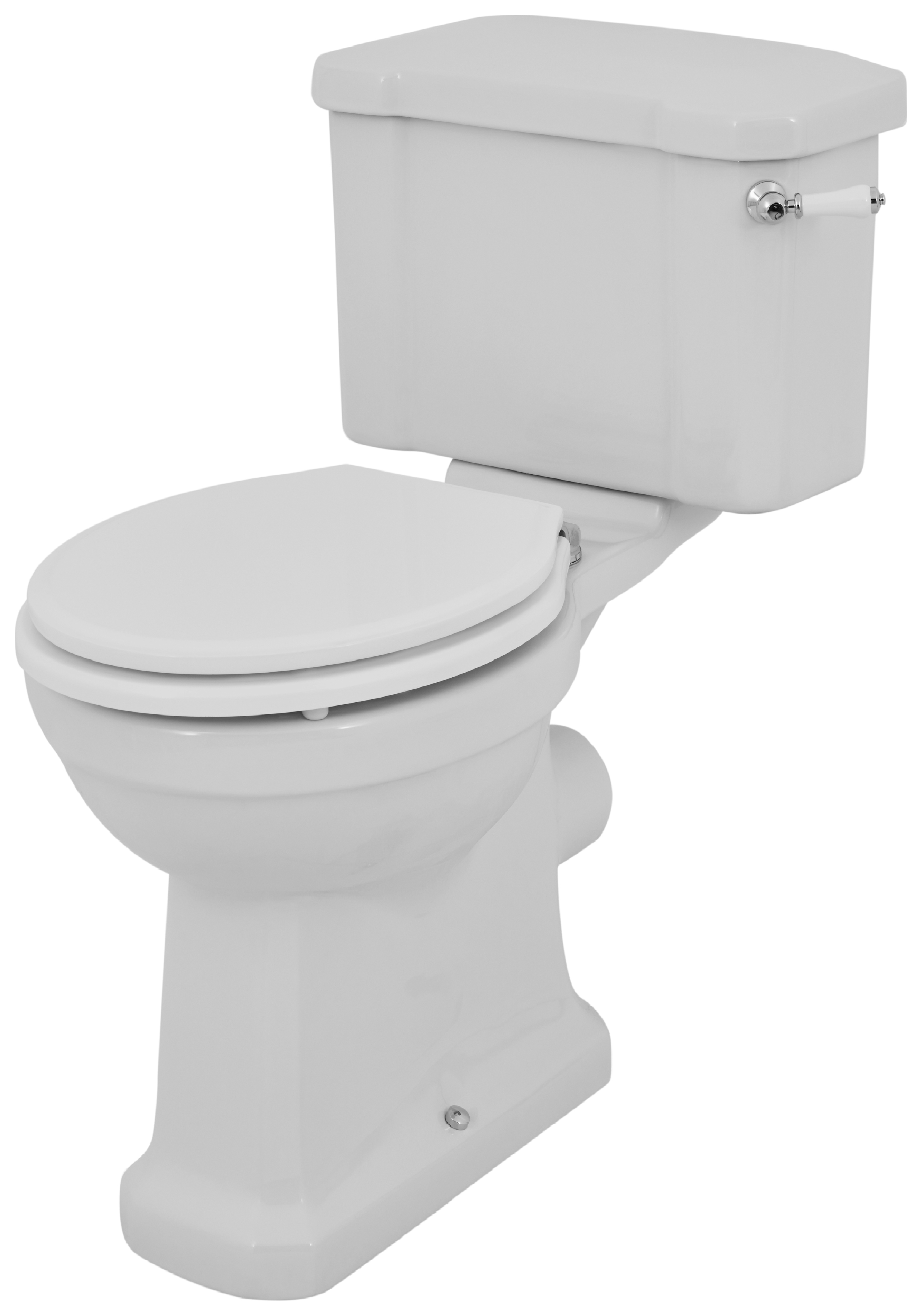 Wickes Oxford Traditional Close Coupled Comfort Height Toilet Pan, Cistern & White Soft Close Seat