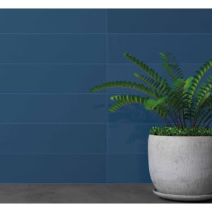 Wickes Boutique Flair Gradient Plain Blue Gloss Ceramic Wall Tile - 300 x 75mm