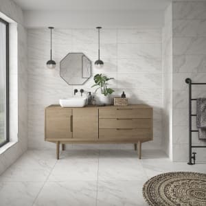 Wickes Boutique Calatrava Marble Matt Porcelain Floor Tile - 600 x 600mm