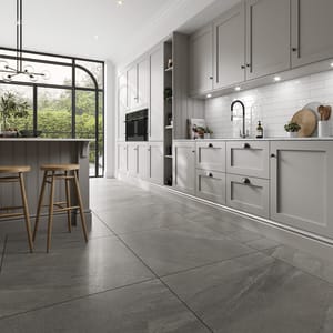 Wickes Boutique Foundry Graphite Lappato Polished Porcelain Wall & Floor Tile - 900 x 900mm