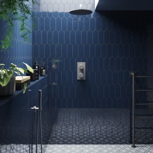 Wickes Boutique Clover Blue Gloss Ceramic Wall Tile - 300 x 100mm