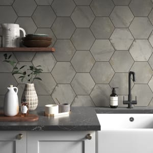 Wickes Boutique Hive Steel Matt Porcelain Wall & Floor Tile - 202 x 175mm
