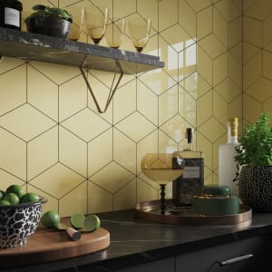 Wickes Boutique Lozenge Yellow Gloss Ceramic Wall Tile - 263 x 152mm