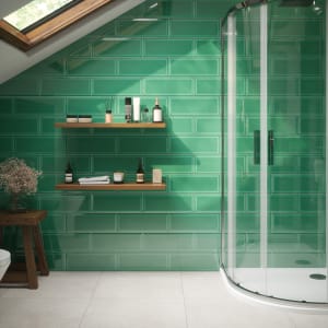 Wickes Boutique Camden Thyme Gloss Ceramic Wall Tile - 150 x 400mm