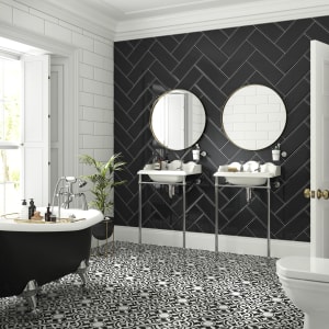 Wickes Boutique Camden Charcoal Gloss Ceramic Wall Tile - 150 x 400mm