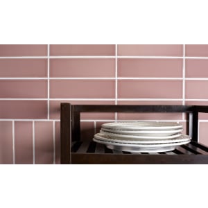 Wickes Boutique Richmond Blossom Pink Gloss Ceramic Wall Tile - 245 x 75mm