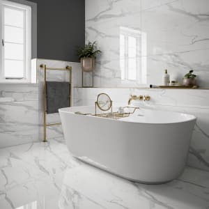 Wickes Boutique Tranquillity Gloss Glazed Porcelain Wall & Floor Tile - 1200 x 600mm