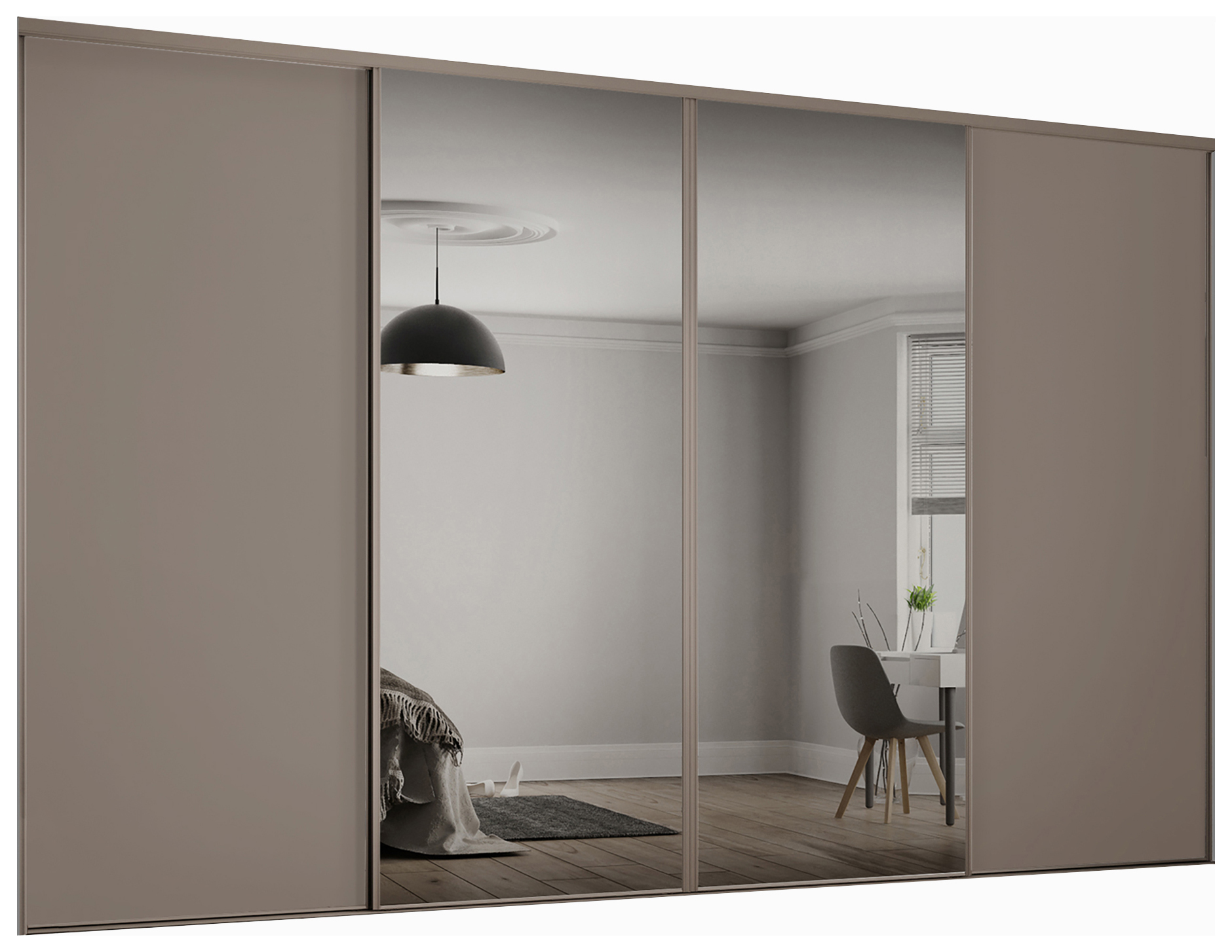 Spacepro Heritage 4 Wardrobe Door Kit Stone Grey Framed- 2x 1 Panel Shaker & 2x1 Panel Mirror