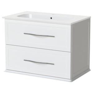 Duarti by Calypso Kentchurch Glacier White Wall Hung Vanity with Farley Recessed Basin & Chrome Handles - 750mm