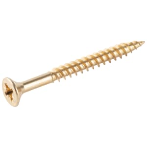 Wickes Brass Plated Wood Screws - 4 x 45mm - Pack of 50