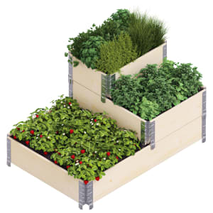 Upyard Stepped Natural Garden Box Raised Bed - 1200 x 800 x 585mm