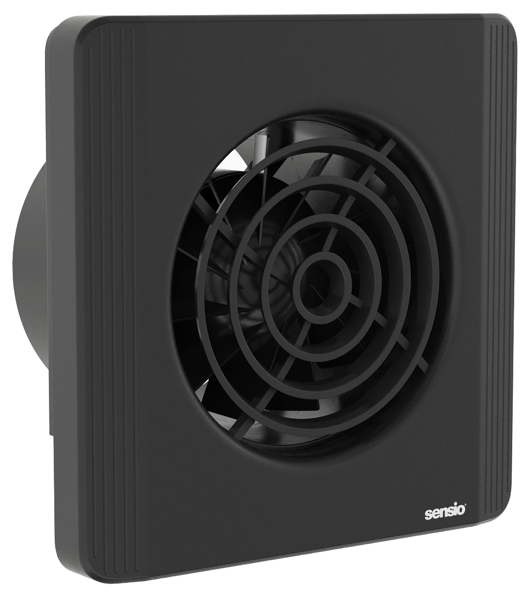 Sensio Layci Black Wall Ventilation Fan with Aquilo Ventilation Ducting Kit - 100mm