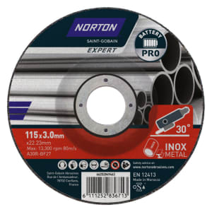 Norton Expert Steel & Inox Cutting Disc - 115 x 3 x 22.23mm