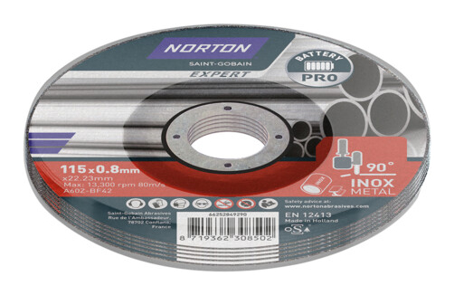 Norton Expert Metal/Inox Cutting Disc -115 x 0.8 x 22.23mm - Pack of 5