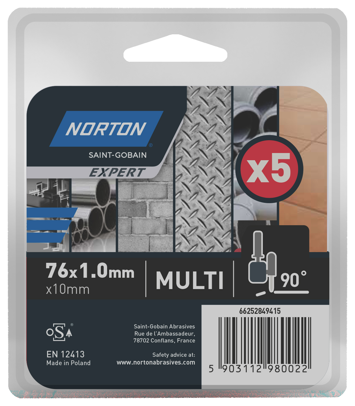 Norton Expert Mini Grinder 76mm Multi Purpose Cutting Disc - 76 x 1 x 10mm