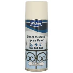 Wickes Direct to Metal Satin Spray Paint - White - 400ml