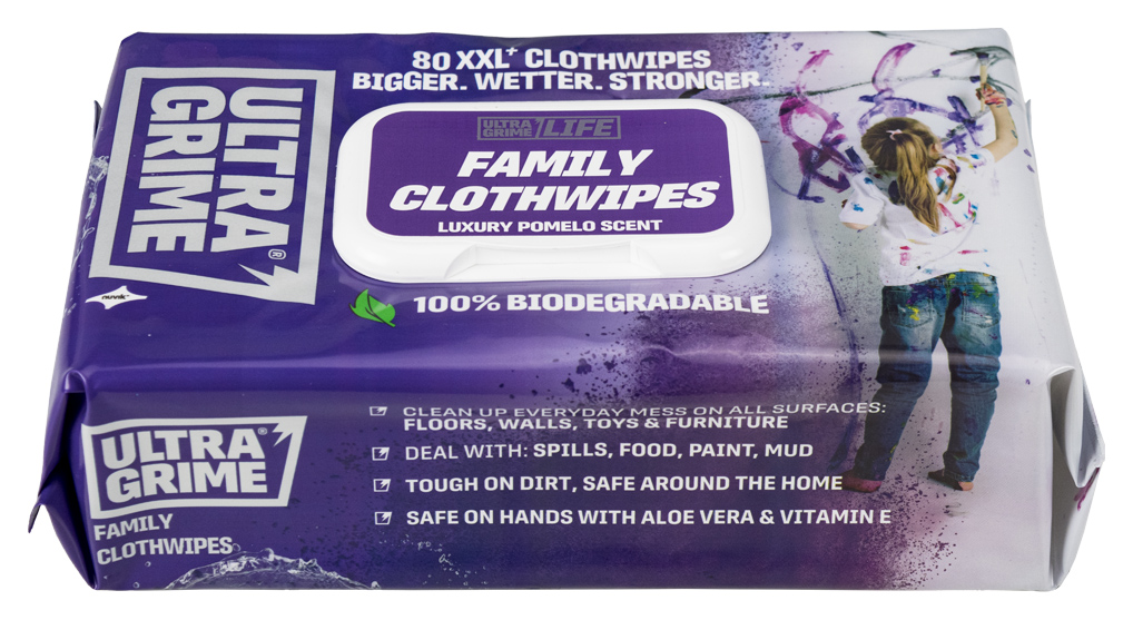 UltraGrime Life Family XXL+ Clothwipes - Pack of 80