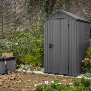 Keter Darwin Grey Outdoor Apex Garden Storage Shed - 4 x 4ft