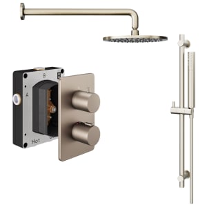 Hadleigh Recessed Dual Control Round Mixer Shower Includes Shower Valve, Shower Head & Riser Rail - Brushed Nickel