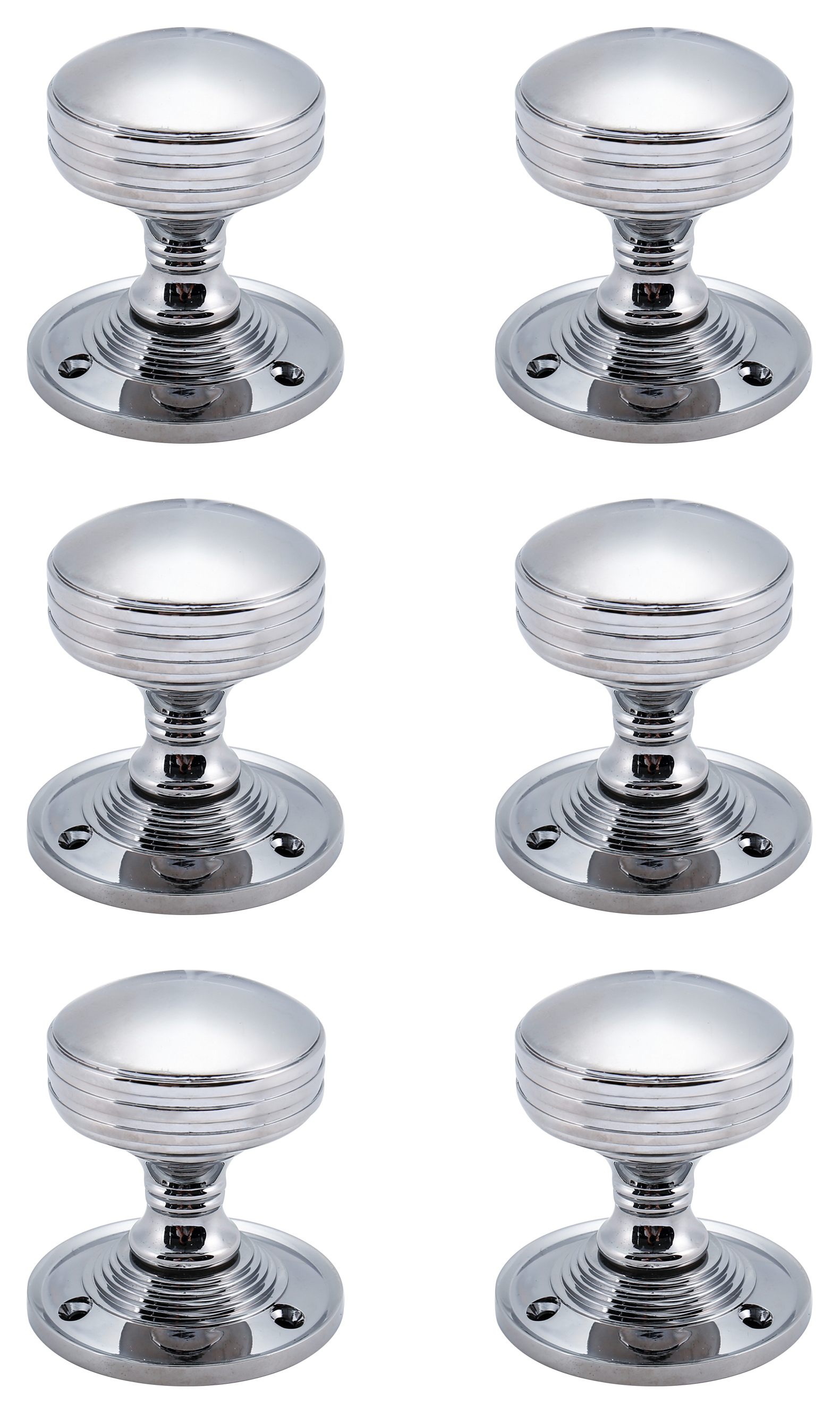 Rimmed Mortice Polished Chrome Door Knob - 3 Pairs