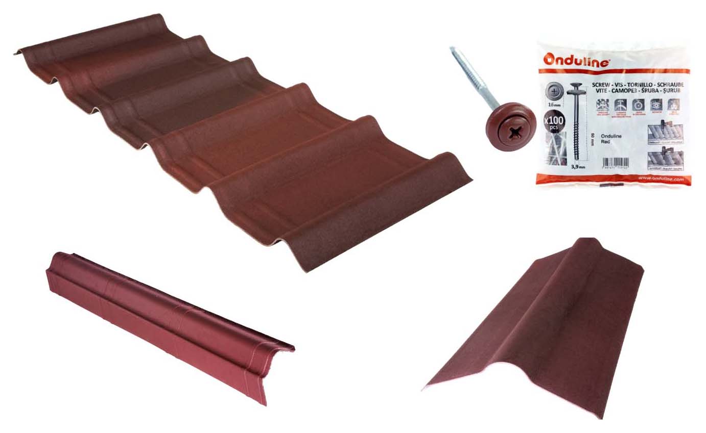Onduline Onduvilla Shed Roof Kit For 6 x 4ft Roofs - Red