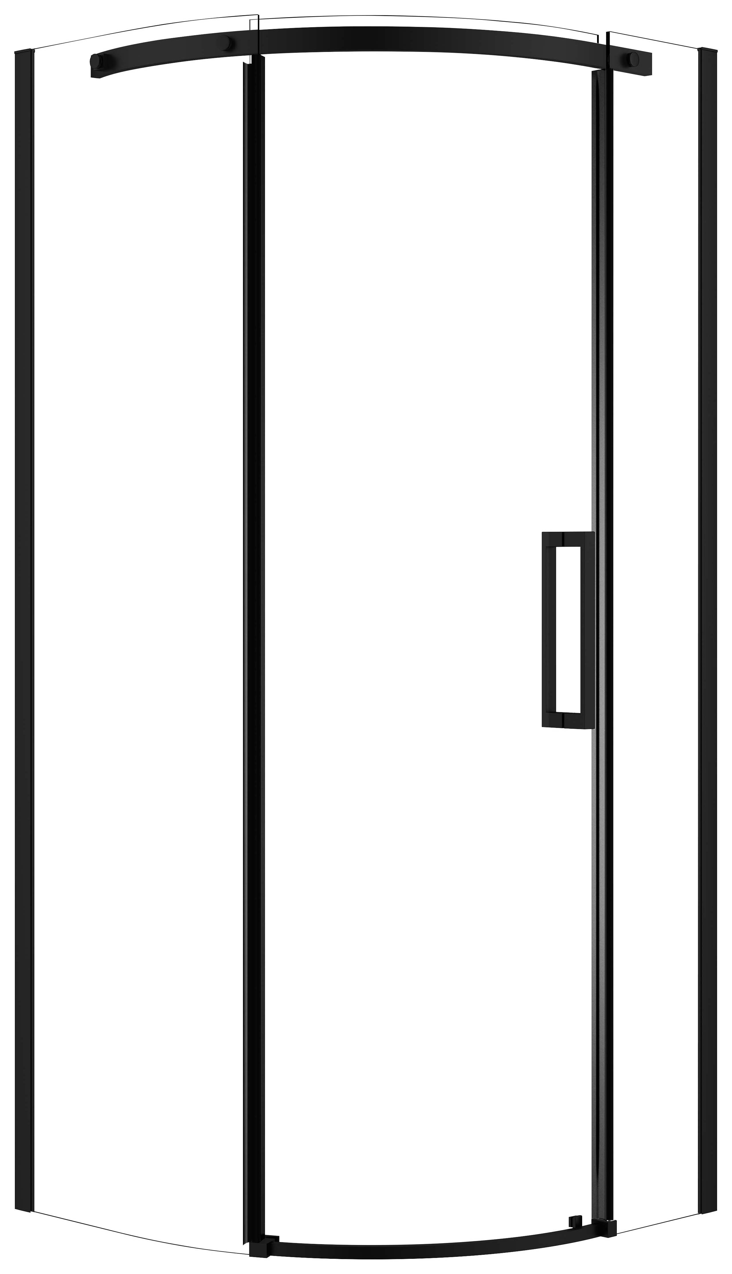 Nexa By Merlyn 8mm Black Frameless Quadrant Single Sliding Door Left Opening Shower Enclosure - 900 x 900mm