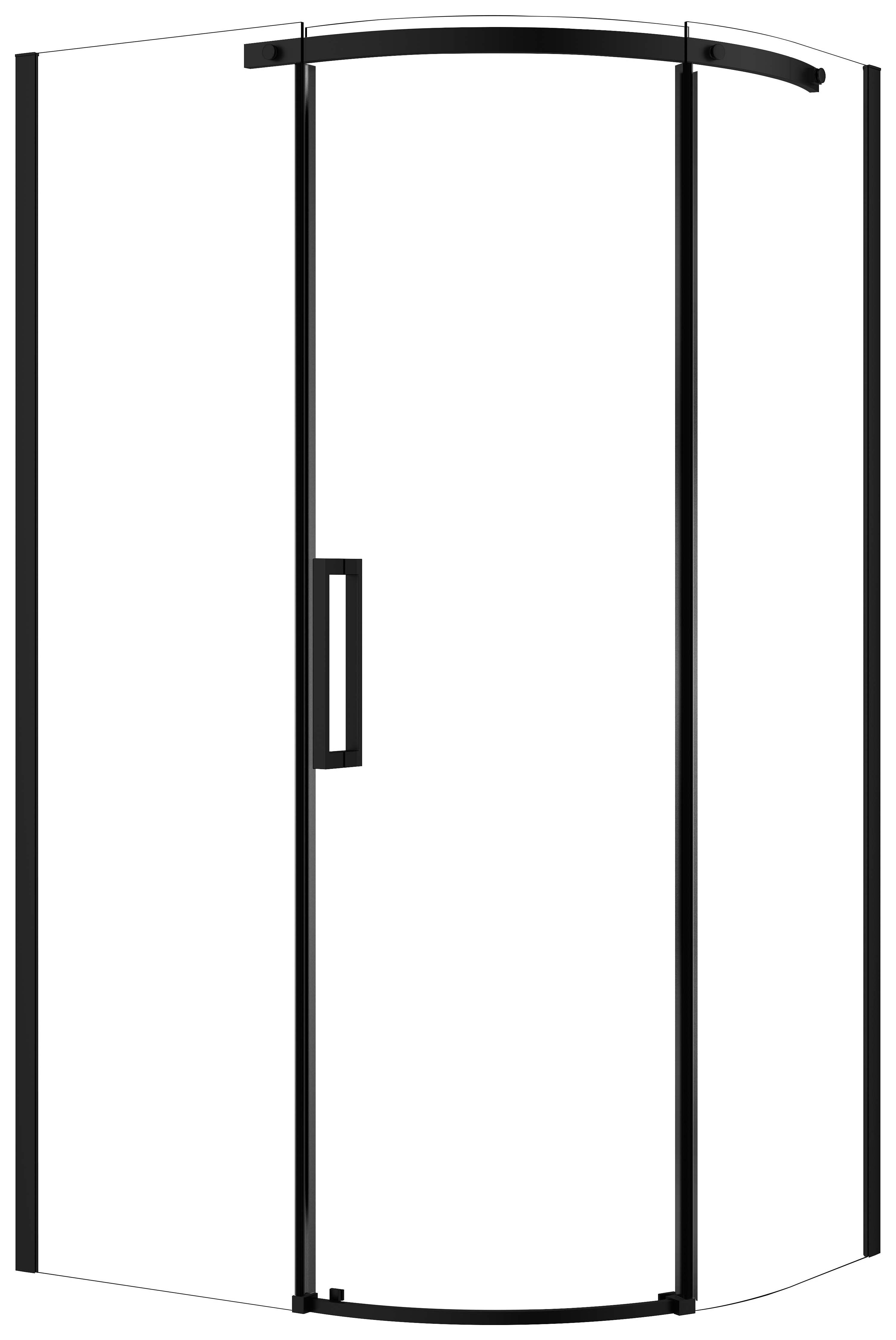 Nexa By Merlyn 8mm Black Frameless Offset Quadrant Single Sliding Door Left Opening Shower Enclosure - 1200 x 900mm