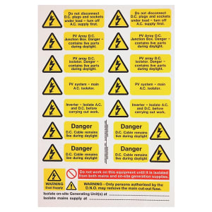 Industrial Signs IS8800SA PV Array Self Adhesive Vinyl Label Sets - Pack of 5