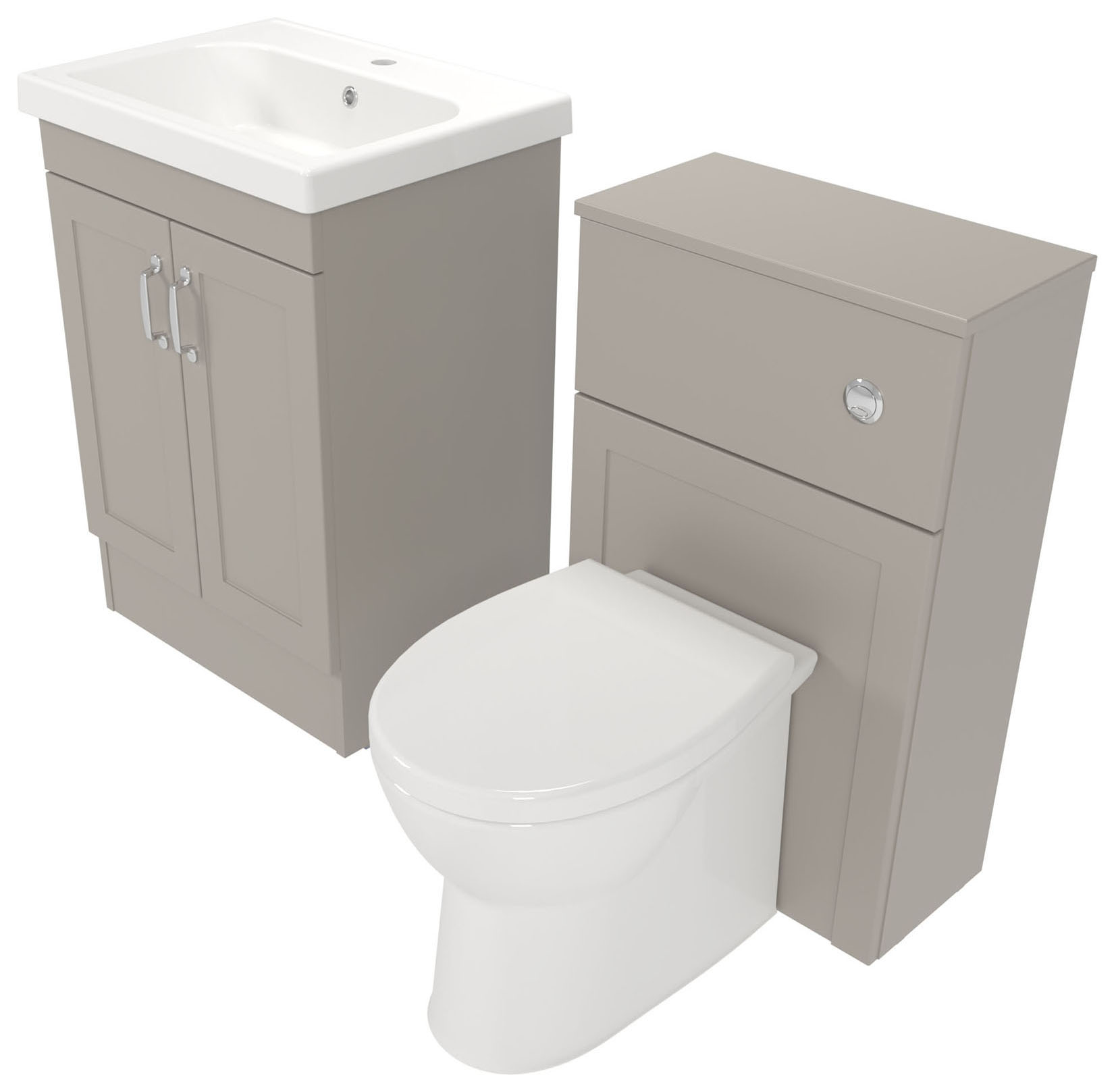 Deccado Padworth Soft Suede 600mm Freestanding Vanity & 500mm Toilet Pan Unit with Basin Modular Combination