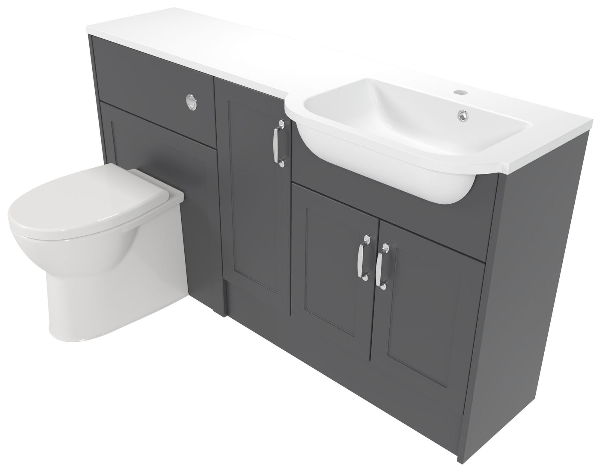 Deccado Padworth Charcoal Grey 1500mm Fitted Vanity & Toilet Pan Unit Combination with Basin