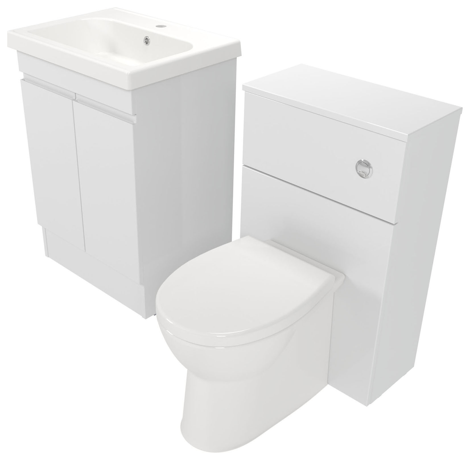Deccado Clifton Bright White 600mm Freestanding Vanity & 500mm Toilet Pan Unit with Basin Modular Combination
