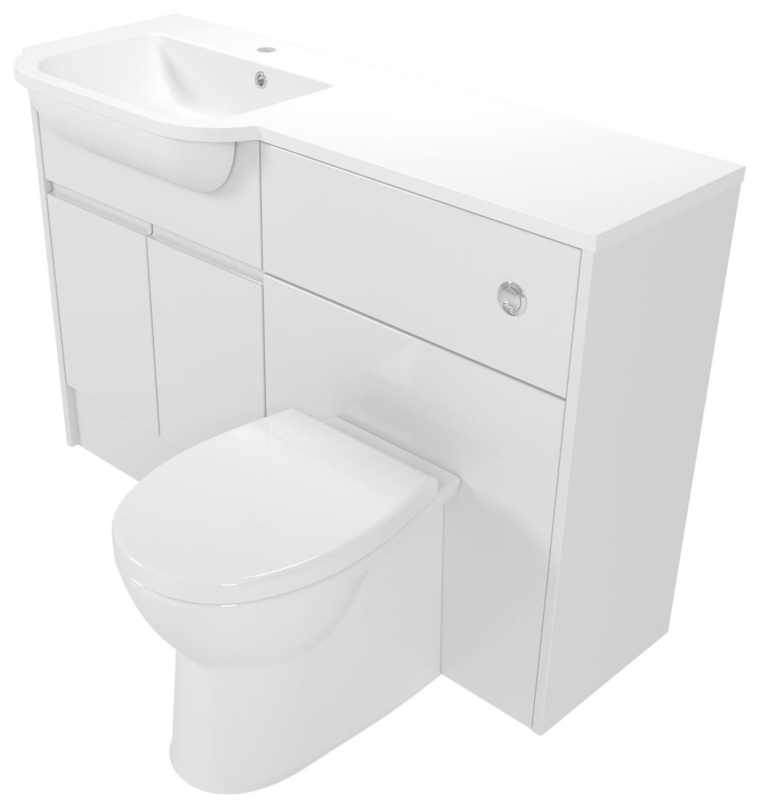 Deccado Clifton Bright White 1200mm Fitted Vanity & Toilet Pan Unit Combination with Basin