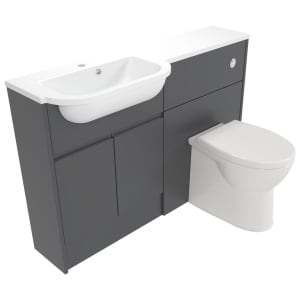 Deccado Clifton Charcoal Grey 1200mm Slimline Fitted Vanity & Toilet Pan Unit Combination with Basin
