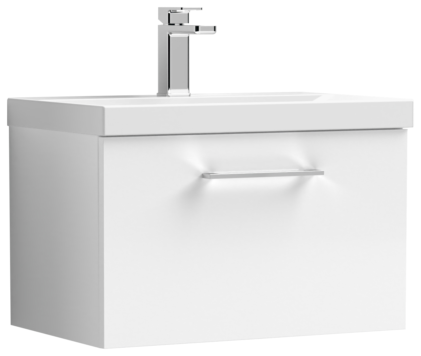 Nuie Arno White Wall Hung 1 Drawer Vanity Unit & Basin - 390 x 610mm