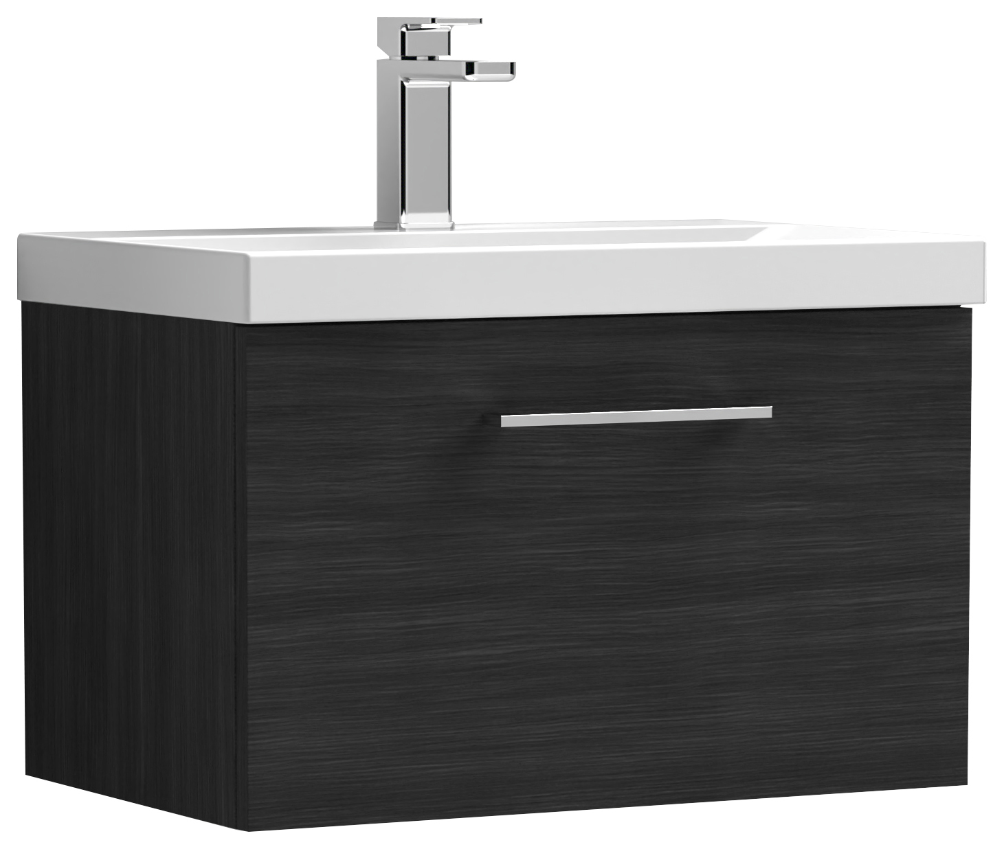Nuie Arno Charcoal Black Wall Hung 1 Drawer Vanity Unit & Basin - 390 x 610mm