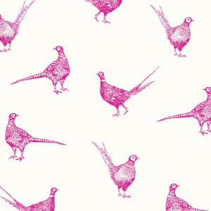 Joules Flirty Pheasants Truly Pink Wallpaper - 10m x 52cm