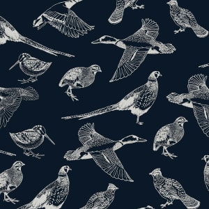 Joules Hunting Birds French Navy Wallpaper - 10m x 52cm